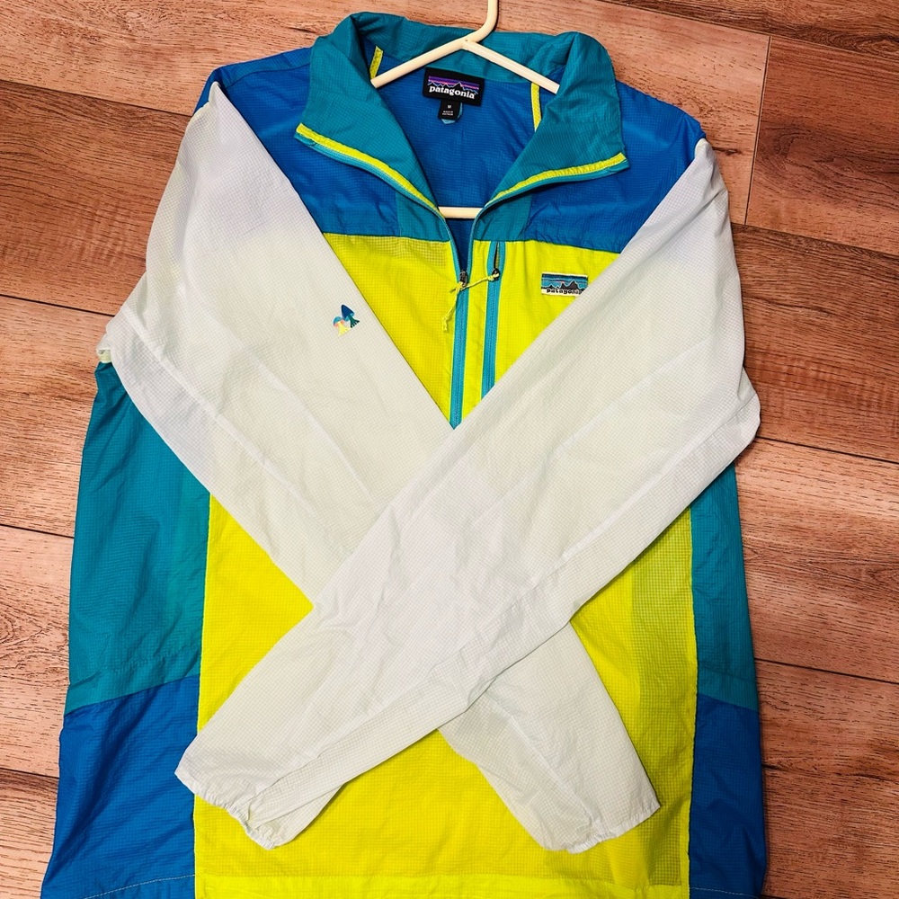 Patagonia Vibrant Blue and Yellow Houdini Jacket